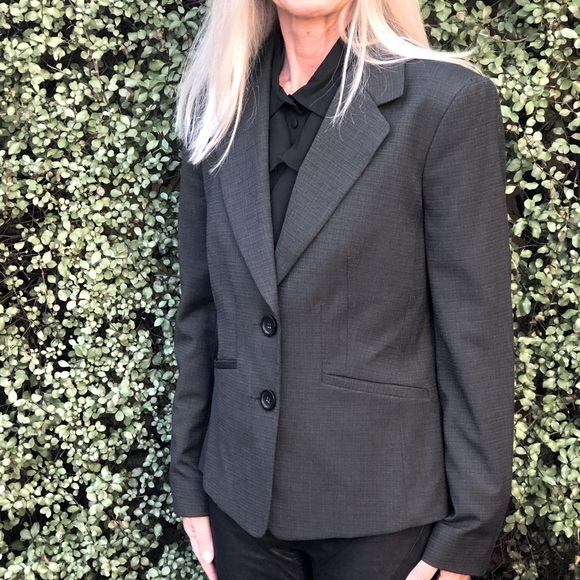 VINTAGE | VERONIKA MAINE Charcoal Check Tailored Blazer Business Casual Size 10 - Picture 12 of 16